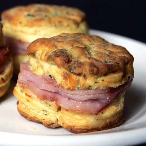 H1034 Herb Cheddar Biscuit Sandwich with Black Forest Ham and Sweet